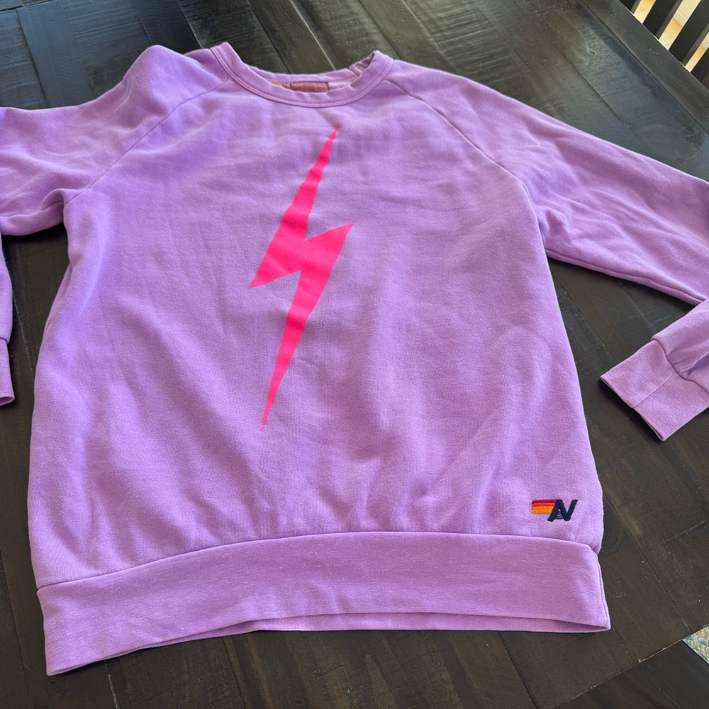 Aviator Nation Purple Sweatshirt with Pink Lightning Bolt